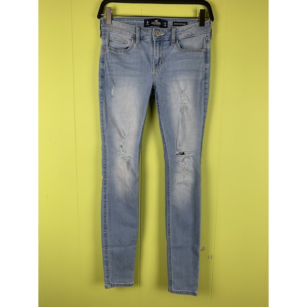 Hollister Low Rise Super Skinny Women's Jeans Size 1R 25 X 30 Distressed Stretch